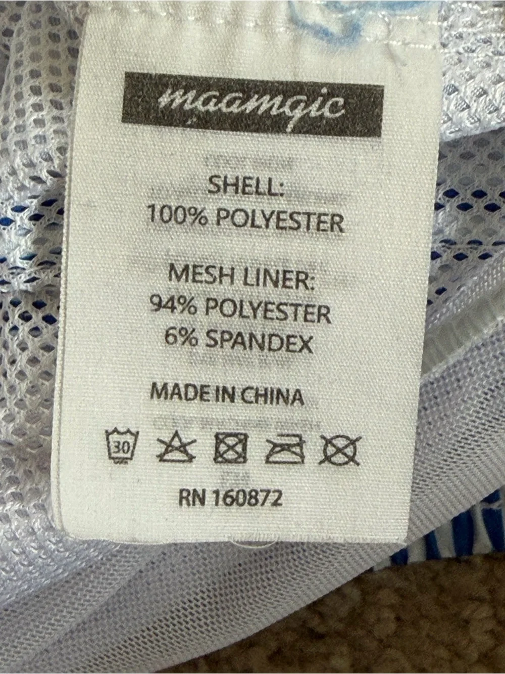 Maamgic Beach Club Men’s XS Blue White Striped Swim Trunks 6.25” Lined